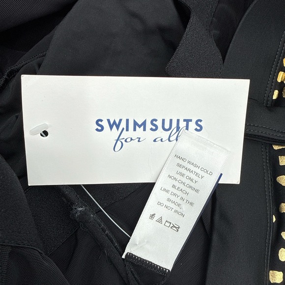 Swimsuits For All Swim Dress Size 28 Black Gold Dot Skirted One Piece NWT - Picture 7 of 9